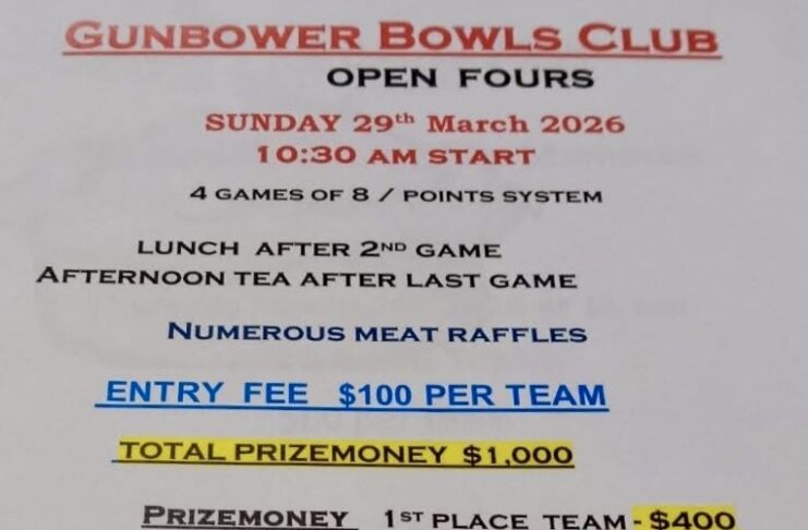 Gunbower Bowls Club Open Fours